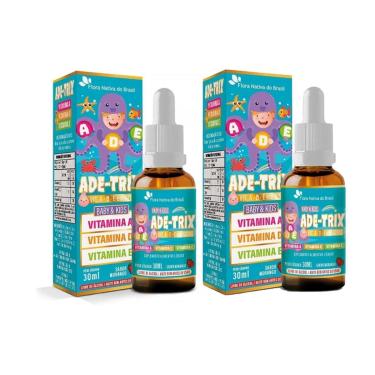 Imagem de Kit 2 Ade-Trix Infantil Vitaminas A D E 2x30ml Morango Flora Nativa-Unissex