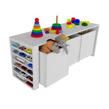 Imagem de Rack Com Baús Infantil Com Porta Carrinhos Cauê 100% Mdf - WoodCore