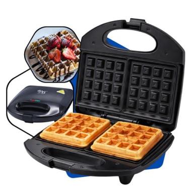 Imagem de Máquina De Fazer Waffle Massa Pronta Mini Grill Elétrica 750w Sanduich