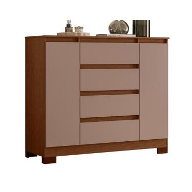 Imagem de Comoda Sapateira Atena Com 4 Gavetas E 2 Portas Nogueira