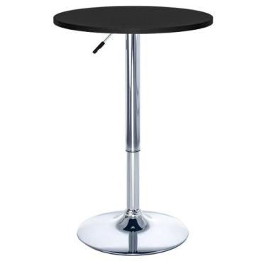 Imagem de Mesa alta bar bistro Apollo redonda 60 cm tampo madeira ajustável - Pr