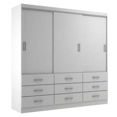 Imagem de Guarda Roupa Casal Isabela 03 Portas 09 Gavetas - Branco Branco - EVID