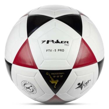 Imagem de Bola Poker Futevôlei Vulcanizada FTV 5 Pro, Vermelho, Branco