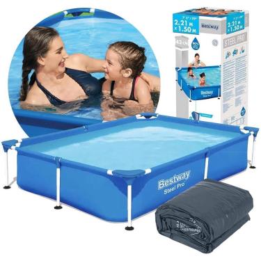Imagem de Piscina Estrutural Infantil Splash Juniors 1.200L em PVC Retangular com Capa Bestway