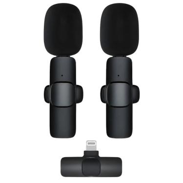 Imagem de Kit Microfone de Lapela Duplo MDM para Lives e Reuniões com Dois Transmissores e Conexão Lightning