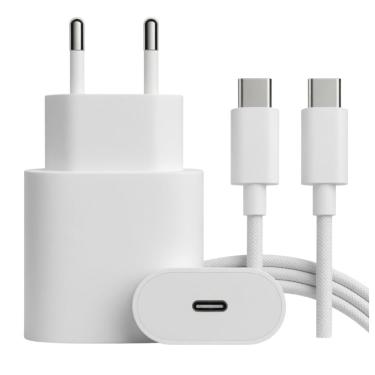 Imagem de Carregador de Parede Usb-C MDM Power Delivery Rápido para Smartphones Branco com 1 Unidade e 2 Cabos