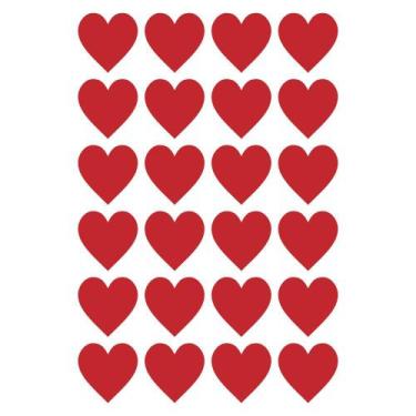 Imagem de Cartela de Adesivos Coração Vermelho - 24 Unidades para Personalização