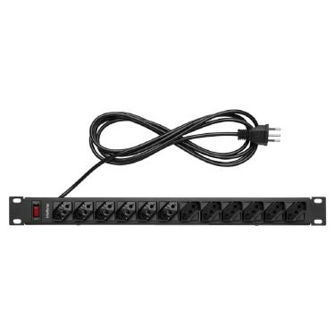 Imagem de Filtro de linha 12 Tomadas Intelbras - para Rack 19 - Cabo 3 metros - Bivolt - Preto - EPR 212+