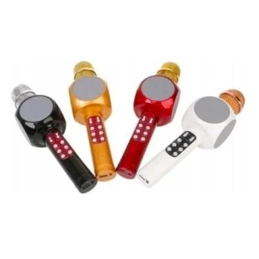 Imagem de Microfone Speaker Karaokê s/ Fio Bluetooth LED - Altomex Microfone Kar
