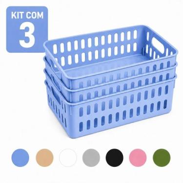 Imagem de Cesto Decorativo Caixa Organizadora Pequena - Kit Com 3 Organizador Co