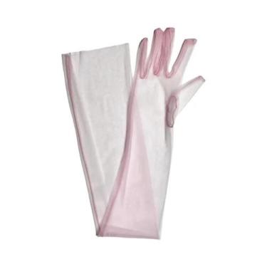 Imagem de Luvas Femininas Vintage Longas De Tule Com Dedos Completos, Compriment