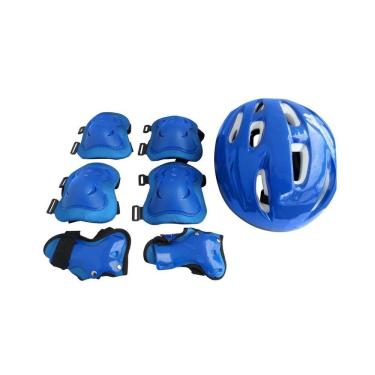 Imagem de Kit Proteção Radical Infantil Completo Patins e Skate Tamanho M Azul Belfix