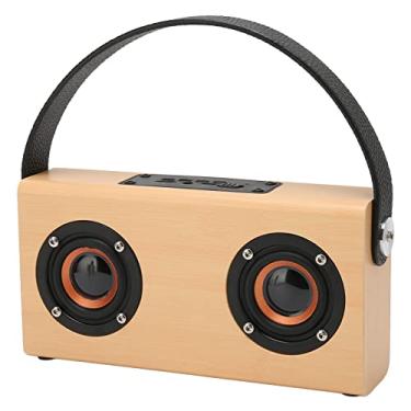 Imagem de Vbestlife Alto-falante Bluetooth portátil, caixa de som residencial de madeira, chamadas sem mãos, BT 4.2, estéreo, microfone HD, suporte de cartão de memória Aux Entrada vintage alto-falante para ambiente externo (padrão de bambu (versão de exportação))
