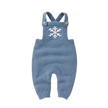 Imagem de Macaquinho de malha de algodão para bebês recém-nascidos sem mangas menino menina moletom de neve roupas para bebês meninas grandes (azul, 6-9 meses)