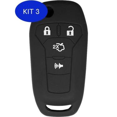 Imagem de Kit 3 Capa Silicone Ford Fusion Novo Ka 4 Botões Preto