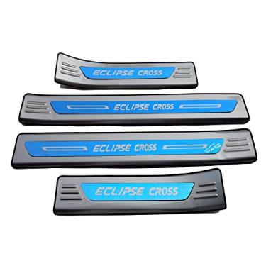 Imagem de GZBFTDH Acessórios de carro protetor de peitoril da porta, para Mitsubishi Eclipse Cross 2018 2022 painéis de chute placa de proteção de soleira, protetor de entrada de porta de peças automotivas (azul)