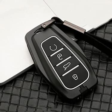 Imagem de CSHU Zinc Alloy Silicon Car Remote Car Key Case Cover Chaveiro Ring Key Bag, apto para Geely Coolray Atlas Boyue NL3 Emgrand X7 EX7 SUV GT GC9 Borui 2019, C, preto branco