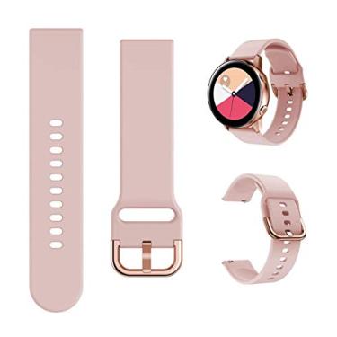 Imagem de Pulseira Minggo compatível com relógio Samsung Galaxy Active/Active2 40 mm/44 mm, pulseira de silicone esportiva de substituição compatível com relógio Galaxy 42 mm/Gear S2 Classic/Gear Sport Smart Watch, One Size, rosa