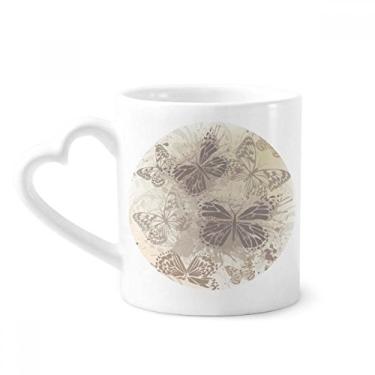 Imagem de Elegante vintage cinza borboleta papel de parede caneca café cerâmica copo de coração de vidro