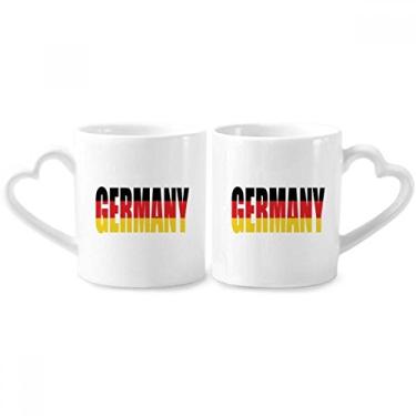 Imagem de Conjunto de canecas de porcelana para casais com nome da bandeira do país da Alemanha com alça de coração
