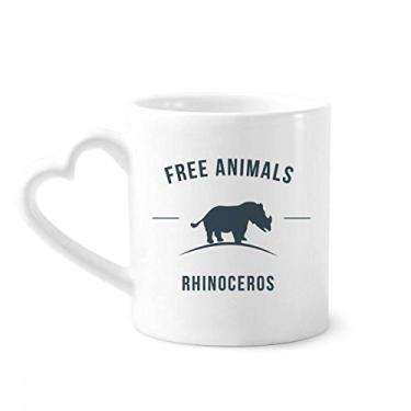 Imagem de Caneca de desenho animado rinoceronte animal contorno azul caneca café cerâmica copo de coração de vidro