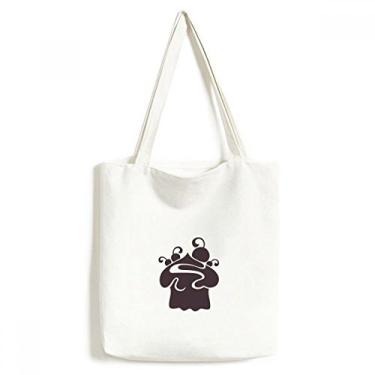 Imagem de Bolsa de lona preta com contorno de sorvete e bolsa de compras casual