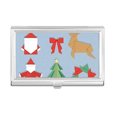 Imagem de Carteira vermelha abstrata de Natal com estampa de origami e porta-cartões