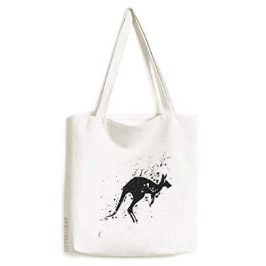 Imagem de Bolsa sacola de lona preta e branca estilo canguru mexicano, bolsa de compras casual
