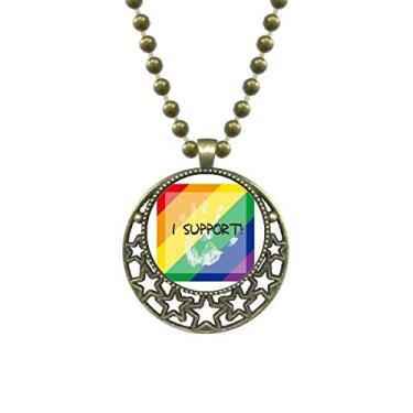 Imagem de DIYthinker LGBT Bandeira de arco-íris I Support Pendant Star Necklace Moon Chain Jewelry