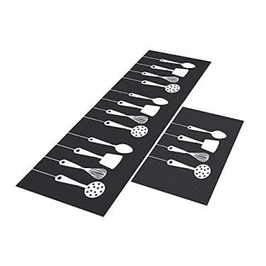 Imagem de Tapete Cozinha Acessório Cozinha Pt 120x40 + Capacho 60x40