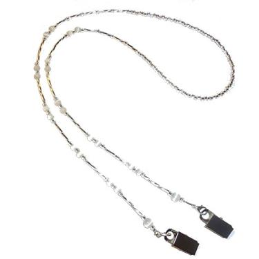 Imagem de Simples Branco (Ultra fino e leve) Cordão de contas feminino moderno 86,36 cm porta-crachá, Bulldog Lanyard, Long