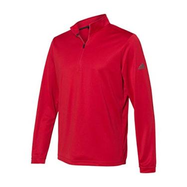 Imagem de Pulôver masculino leve com meio zíper adidas A401, vermelho (Power Red), M