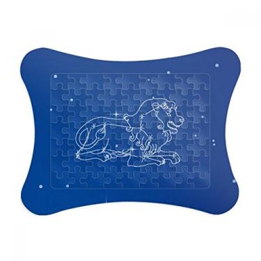 Imagem de Moldura de quebra-cabeça com padrão de constelação de Leão do universo de estrelas, enfeite de quebra-cabeça