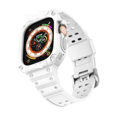 Imagem de SDUTIO para Apple Watch Ultra 49mm Pulseira Ice Armor Transparente TPU Integrada Fivela Dupla (Cor: Branco, Tamanho: 45mm)