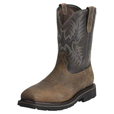 Imagem de Bota de trabalho masculina Ariat Sierra bico quadrado largo bico de aço resistente a perfuração, Earth/Black Crunch, 7.5 Wide