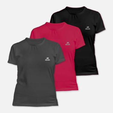 Imagem de Kit 3 Camiseta Dry Basic SS FPS 50 Muvin – Manga Curta – Feminina – Proteção Solar UV50 – Camiseta Para Academia Treino Funcional – Pilates – Yoga – Corrida – Caminhada (P, Preto/Chumbo/Pink)