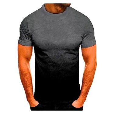 Imagem de Camiseta masculina atlética manga curta gola redonda costura colorida camiseta de treino fina de secagem rápida, Cor 2, XXG