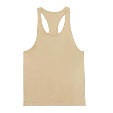 Imagem de Camiseta de compressão masculina Active Vest Body Building Slimming Workout nadador Muscle Fitness Tank, Cáqui, XXG