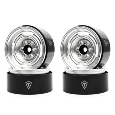 Imagem de TREAL 1.9 Beadlock Wheel Rims Heavy Duty Vintage Style CNC 1.9 Inch Wheels(4P) for 1:10 RC Crawler TRX-4 SCX10 III SCX10 PRO SCX10 II -Type P(Silver)