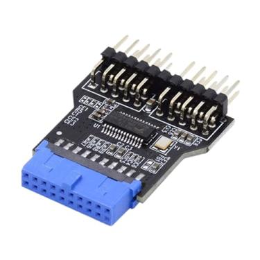 Imagem de UGPLM Adaptador de hub usb, acessório de conector de expansão de hub, cabeçalho da placa-mãe usb 19pin usb 3.0 para duplo usb2.0 9pin fêmea