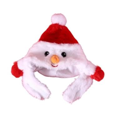 Imagem de Gralara Chapéu de Natal para animais de estimação, fantasia de cocar, decoração macia, pelúcia, desenho animado, chapéu, pequeno, cachorro, gato, bonés para, Snowman Hat M