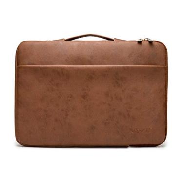 Imagem de Kinmac Capa protetora de 360° para laptop com alça para MacBook Pro 16 polegadas, 16 polegadas HP, Lenovo, Dell, ASUS, Acer Ultrabook e laptop empresarial (café PU)