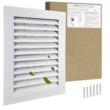 Imagem de Ventilação de empena de 40,6 cm x 55,88 cm, aberturas de ventilação de parede de liga de alumínio, com filtro removível e ângulo de abertura de 180 graus. Ideal para sótão, galpão, garagem, casa de