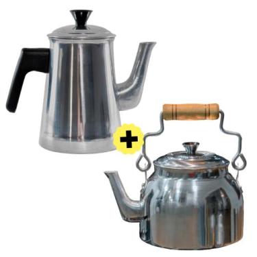 Imagem de Bule + Chaleira Para Café, Chá, Leite, 2 Peças Em Alumínio - Global Al