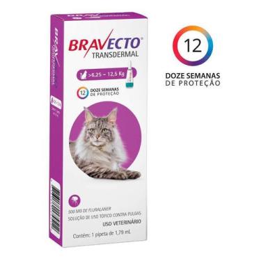 Imagem de Antipulgas Bravecto Transdermal MSD para Gatos 6,25 a 12,5kg - 1 Unida