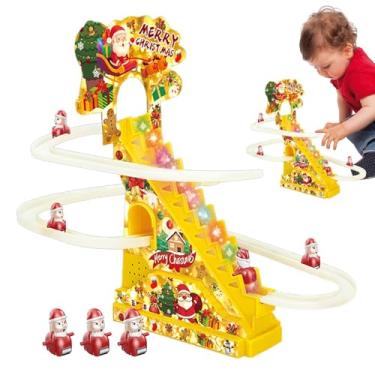 Imagem de Brinquedo de escalada de Papai Noel de Natal | Brinquedo elétrico de Natal com bateria para boneca de Papai Noel | Montanha-russa automática, brinquedo de escalada em escada, Papai Noel para crianças