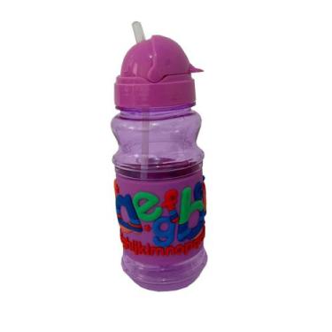 Imagem de Garrafa Infantil 400 ML Emborrachada 3D Alça - DONNA BELLISSIMA, Roxo
