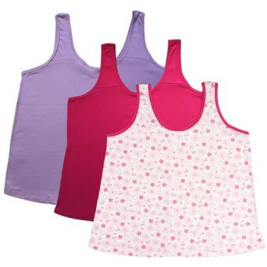 Imagem de Kit 3 Regata de Pijama Plus Size  2 Lisa 1 Estampada - Turbulencia, Li