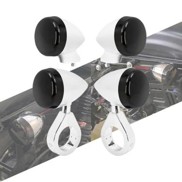 Imagem de HCmotorku Luz de neblina LED de seta de motocicleta 39 mm 41 mm braçadeira de garfo dianteiro traseiro adequado para Harley Sportster XL 883 1200 (lente preta com carcaça cromada)