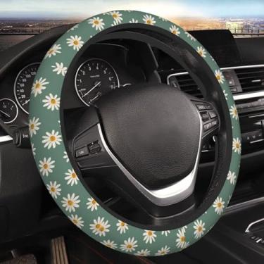 Imagem de MAGIFUN Wildflowers Capa de volante margarida hippie floral hippie protetor de volante automático antiderrapante acessórios para carro absorção de suor universal 38 cm ajuste Auto SUV Sedan Vans